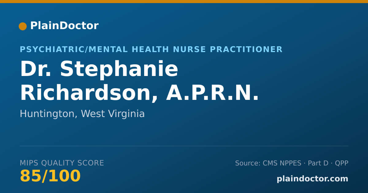 Shareable card for Stephanie Richardson, A.P.R.N. - Psychiatric/Mental Health Nurse Practitioner, Huntington, WV