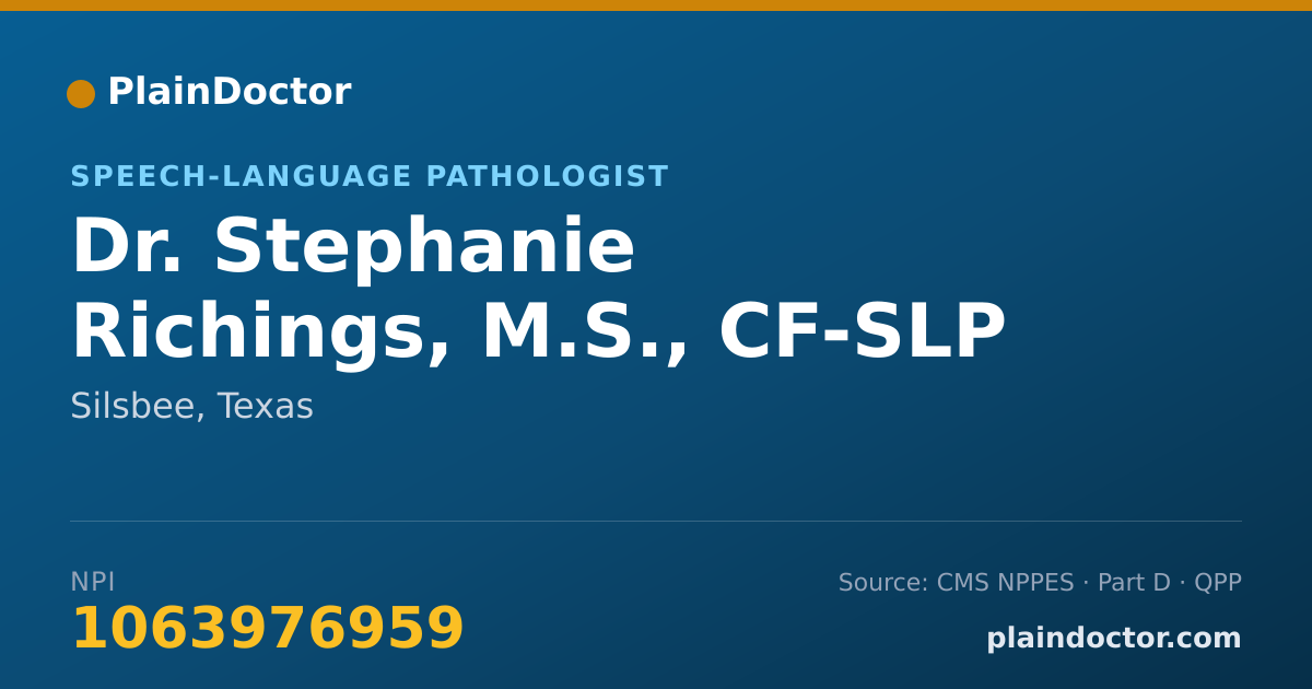 Shareable card for Stephanie Richings, M.S., CF-SLP - Speech-Language Pathologist, Silsbee, TX