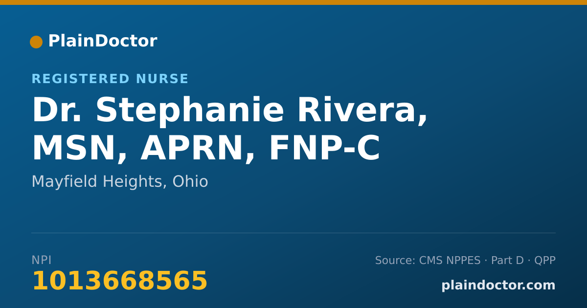 Shareable card for Stephanie Rivera, MSN, APRN, FNP-C - Registered Nurse, Mayfield Heights, OH
