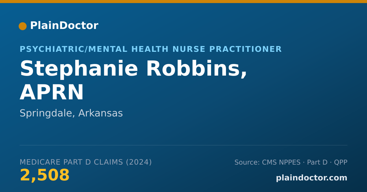 Shareable card for Stephanie Robbins, APRN - Psychiatric/Mental Health Nurse Practitioner, Springdale, AR