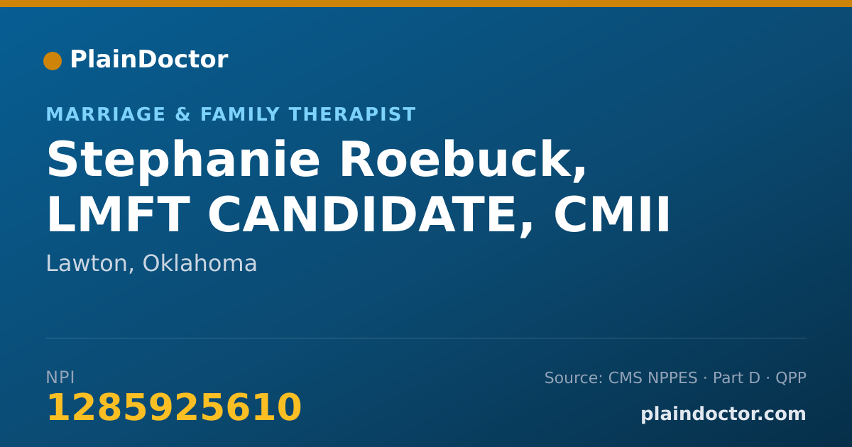 Shareable card for Stephanie Roebuck, LMFT CANDIDATE, CMII - Marriage & Family Therapist, Lawton, OK