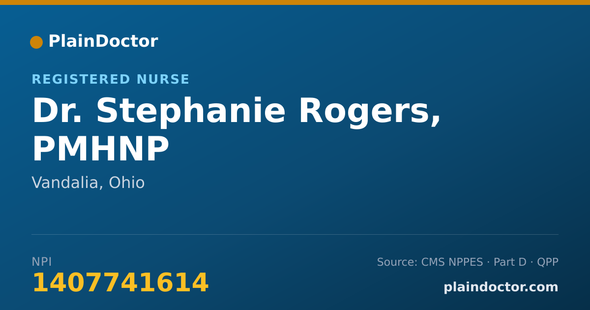 Shareable card for Stephanie Rogers, PMHNP - Registered Nurse, Vandalia, OH