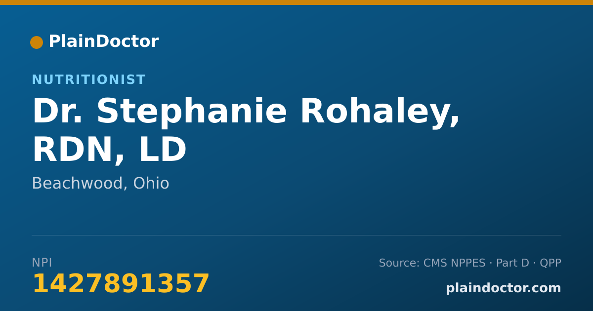 Shareable card for Stephanie Rohaley, RDN, LD - Nutritionist, Beachwood, OH