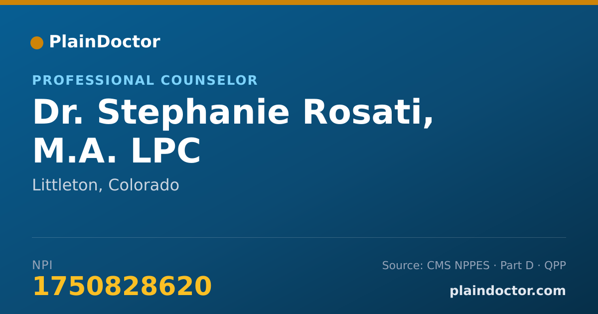 Shareable card for Stephanie Rosati, M.A. LPC - Professional Counselor, Littleton, CO