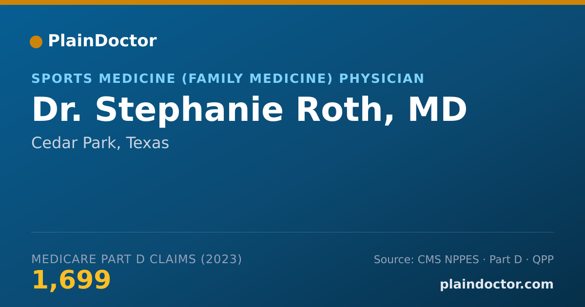 Shareable card for Stephanie Roth, MD - Sports Medicine (Family Medicine) Physician, Cedar Park, TX