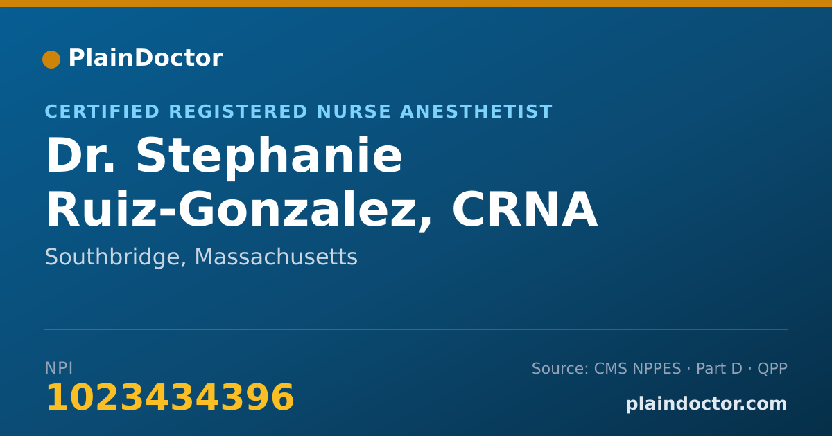 Shareable card for Stephanie Ruiz-Gonzalez, CRNA - Certified Registered Nurse Anesthetist, Southbridge, MA