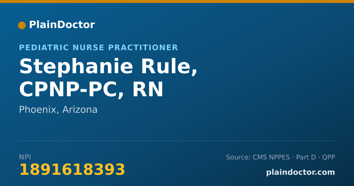 Shareable card for Stephanie Rule, CPNP-PC, RN - Pediatric Nurse Practitioner, Phoenix, AZ