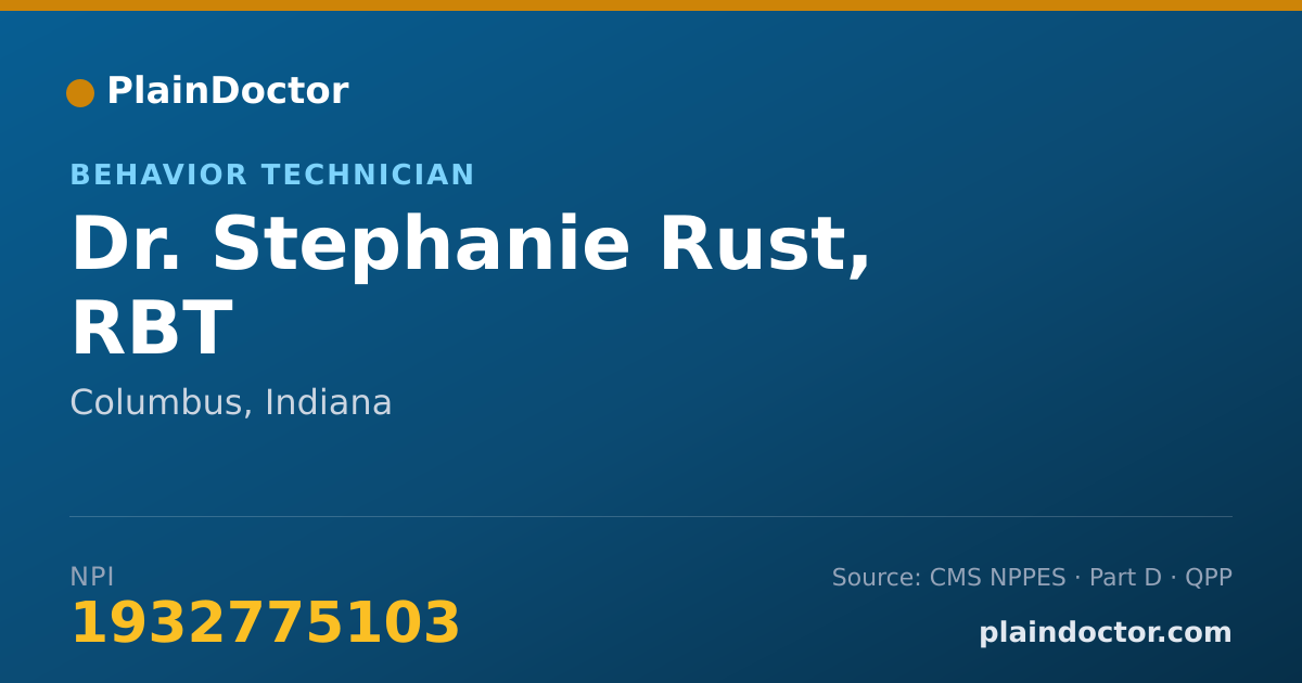 Shareable card for Stephanie Rust, RBT - Behavior Technician, Columbus, IN