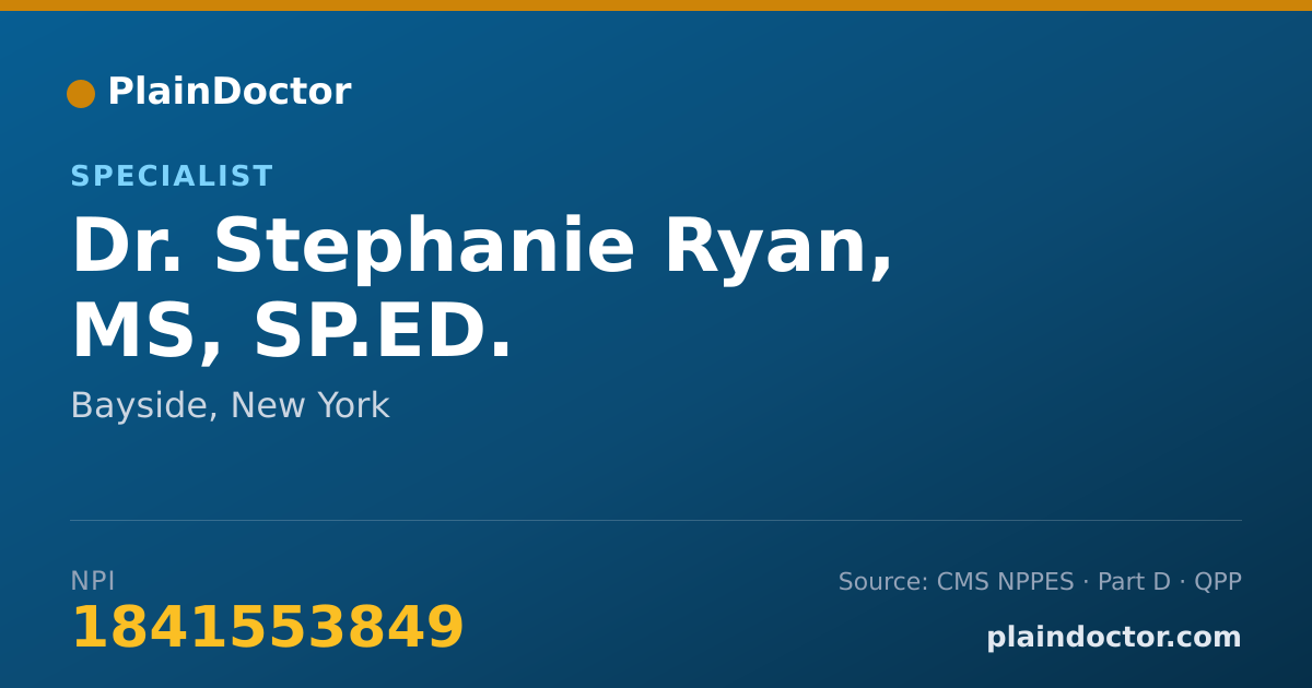 Shareable card for Stephanie Ryan, MS, SP.ED. - Specialist, Bayside, NY