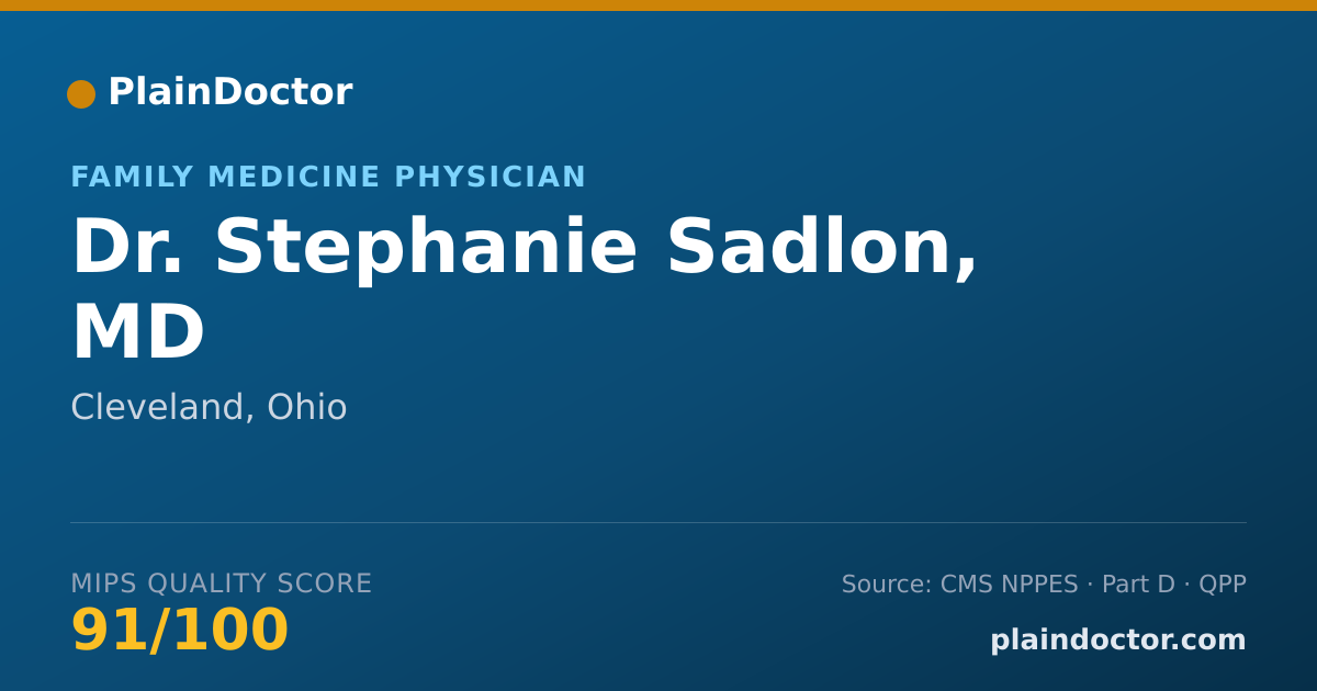 Shareable card for Stephanie Sadlon, MD - Family Medicine Physician, Cleveland, OH