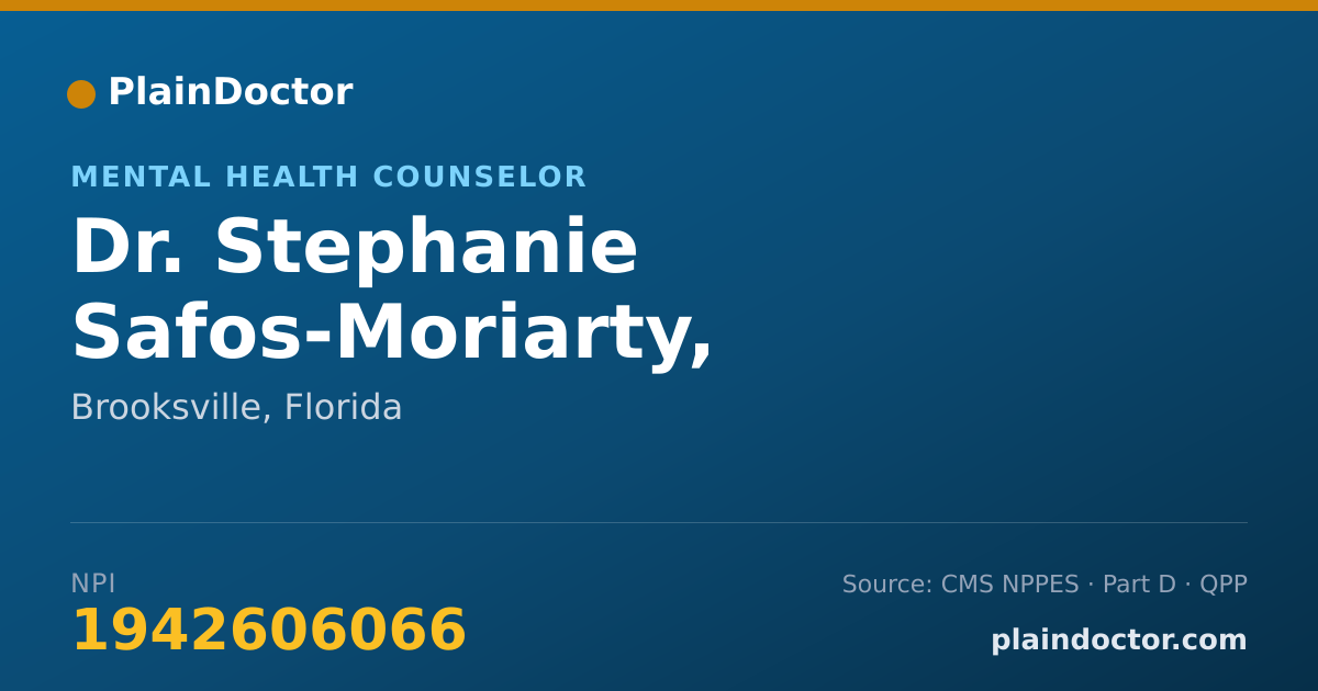Shareable card for Stephanie Safos-Moriarty, L.M.H.C. - Mental Health Counselor, Brooksville, FL