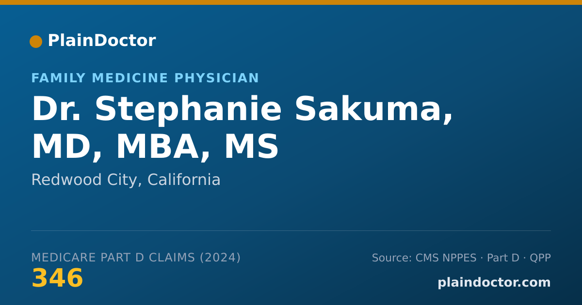 Shareable card for Stephanie Sakuma, MD, MBA, MS - Family Medicine Physician, Redwood City, CA