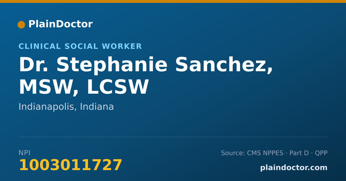 Shareable card for Stephanie Sanchez, MSW, LCSW - Clinical Social Worker, Indianapolis, IN