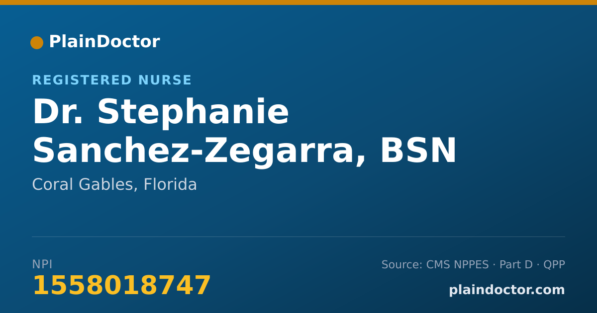 Shareable card for Stephanie Sanchez-Zegarra, BSN - Registered Nurse, Coral Gables, FL