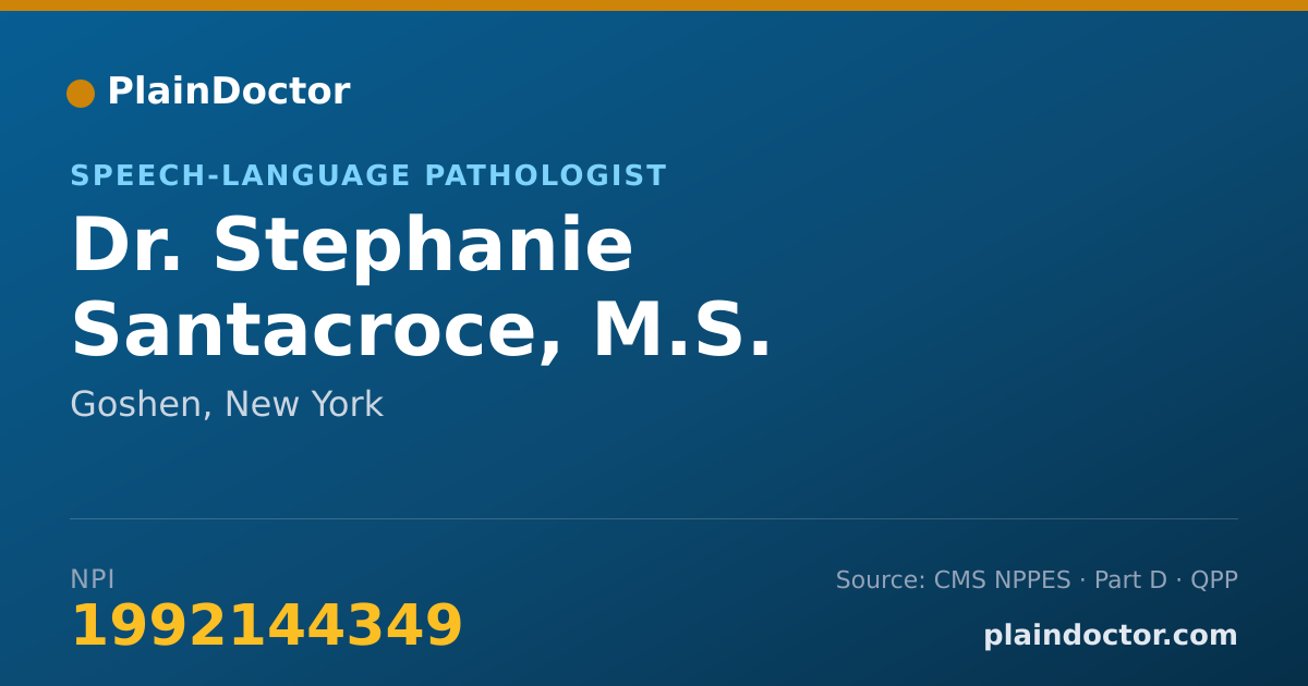 Shareable card for Stephanie Santacroce, M.S. - Speech-Language Pathologist, Goshen, NY