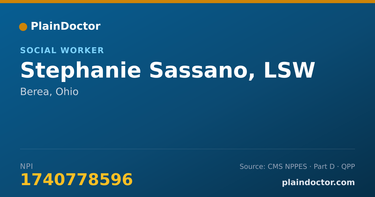 Shareable card for Stephanie Sassano, LSW - Social Worker, Berea, OH