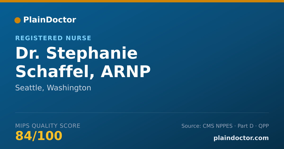 Shareable card for Stephanie Schaffel, ARNP - Registered Nurse, Seattle, WA