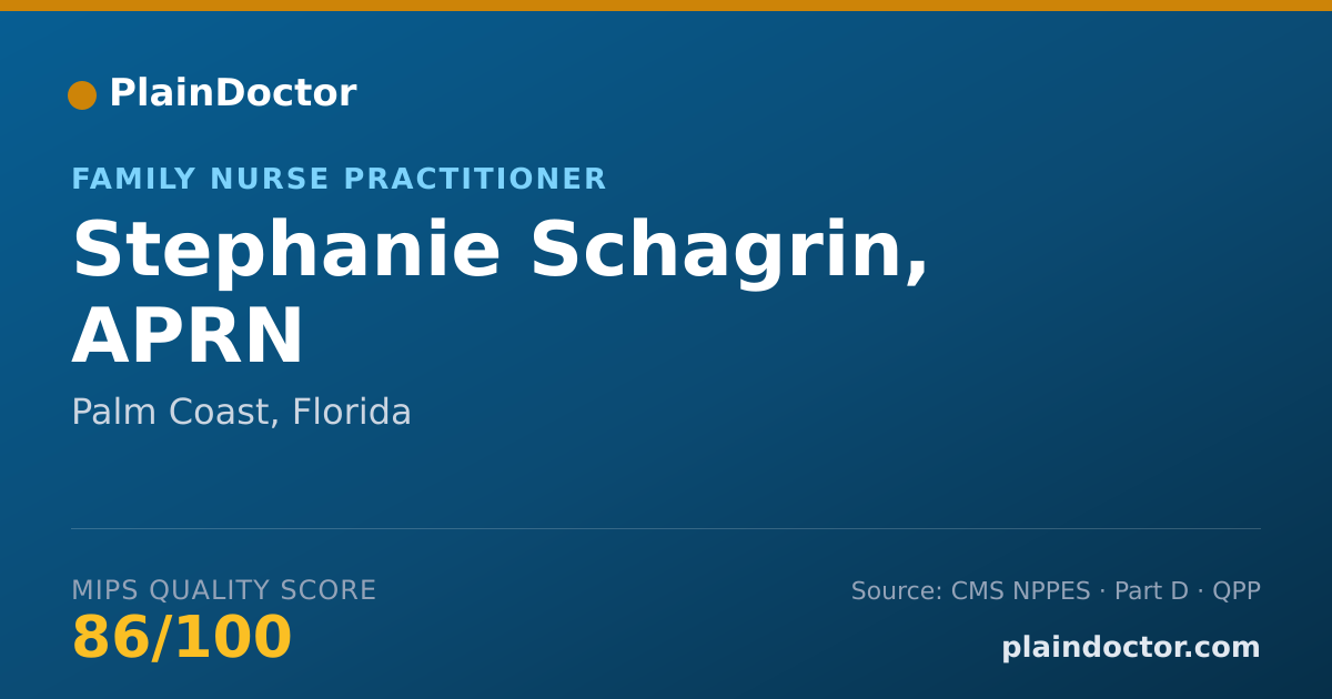 Shareable card for Stephanie Schagrin, APRN - Family Nurse Practitioner, Palm Coast, FL
