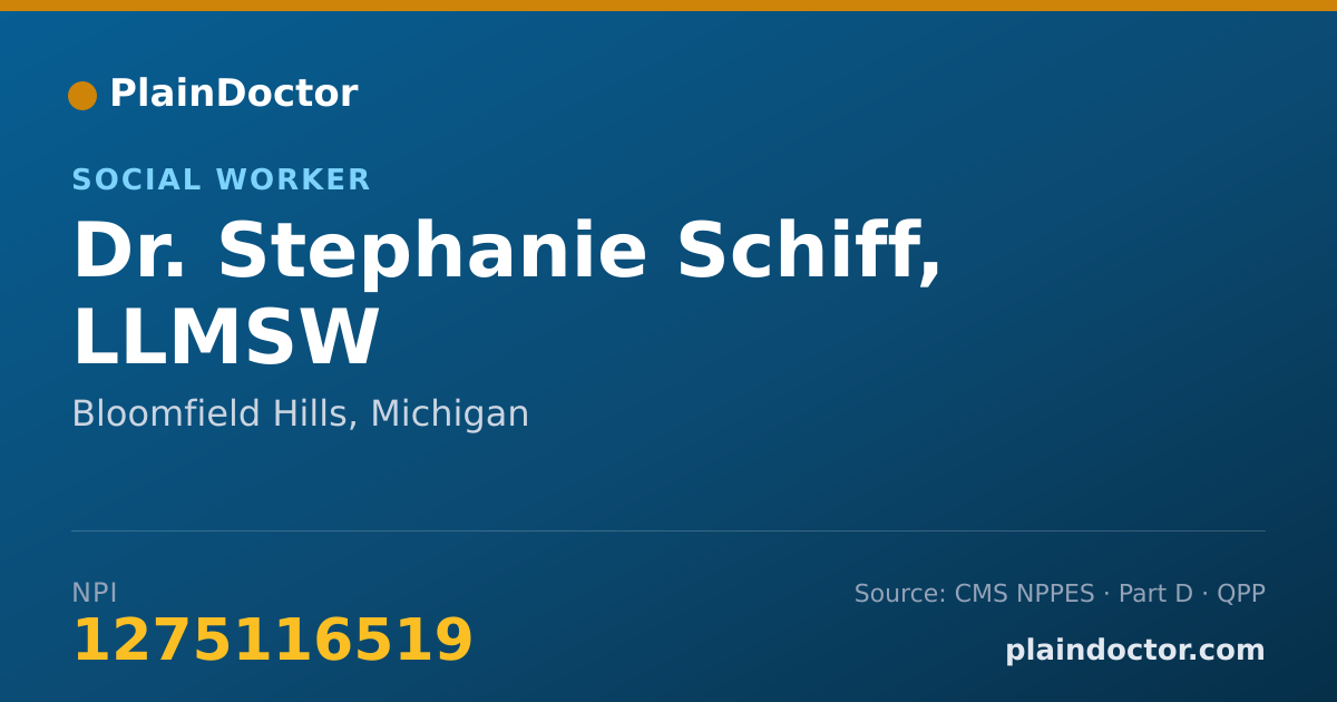 Shareable card for Stephanie Schiff, LLMSW - Social Worker, Bloomfield Hills, MI