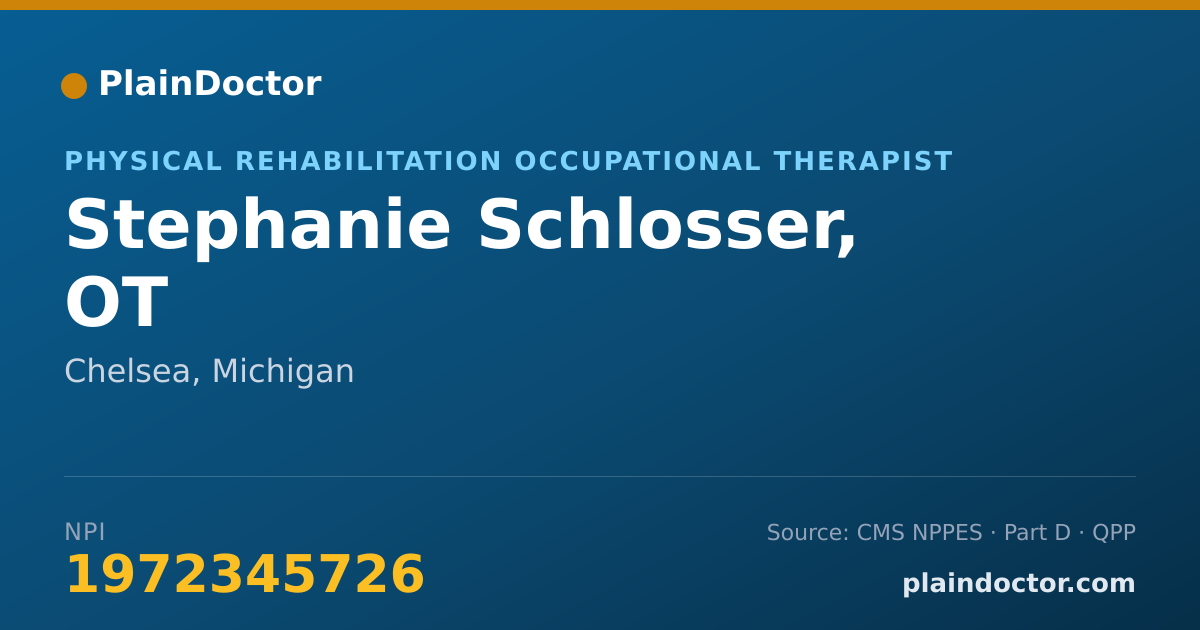 Shareable card for Stephanie Schlosser, OT - Physical Rehabilitation Occupational Therapist, Chelsea, MI