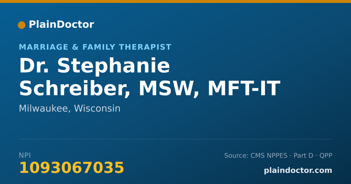 Shareable card for Stephanie Schreiber, MSW, MFT-IT - Marriage & Family Therapist, Milwaukee, WI