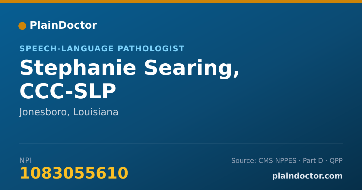 Shareable card for Stephanie Searing, CCC-SLP - Speech-Language Pathologist, Jonesboro, LA