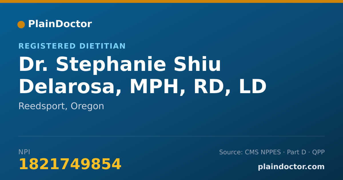 Shareable card for Stephanie Shiu Delarosa, MPH, RD, LD - Registered Dietitian, Reedsport, OR