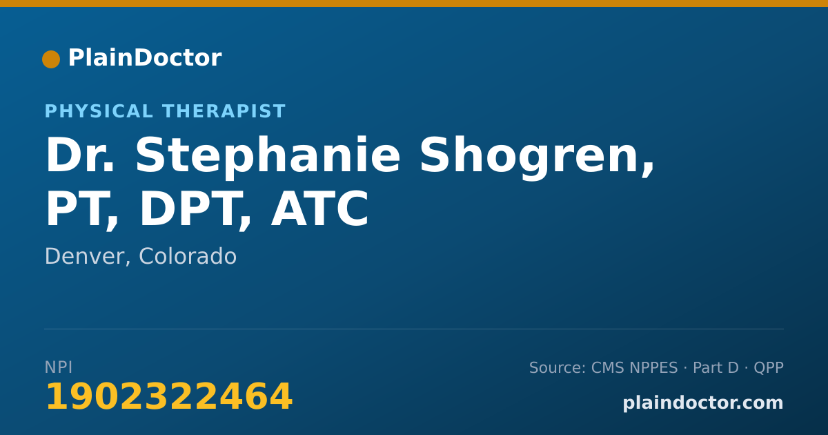 Shareable card for Stephanie Shogren, PT, DPT, ATC - Physical Therapist, Denver, CO
