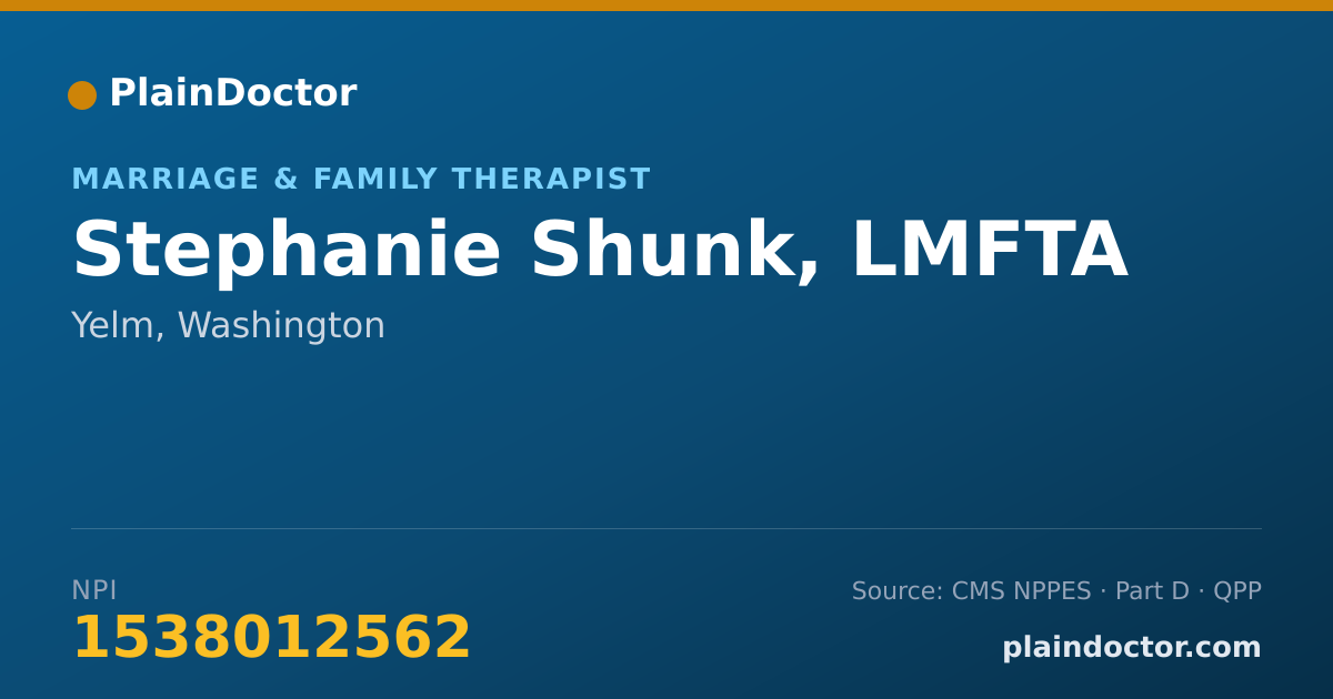 Shareable card for Stephanie Shunk, LMFTA - Marriage & Family Therapist, Yelm, WA