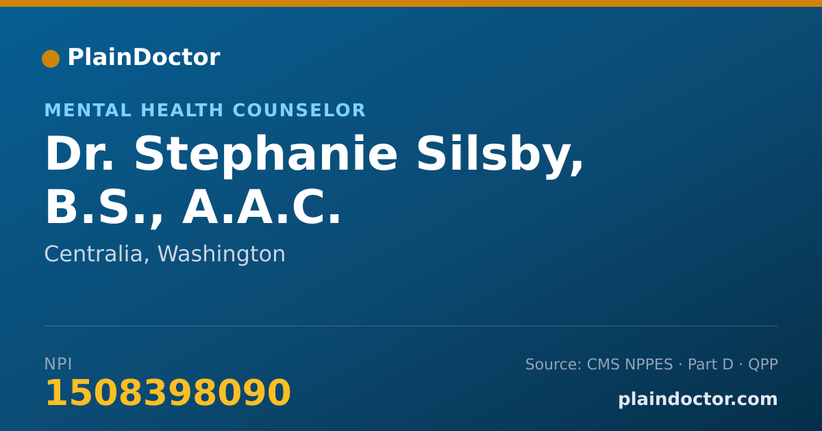 Shareable card for Stephanie Silsby, B.S., A.A.C. - Mental Health Counselor, Centralia, WA