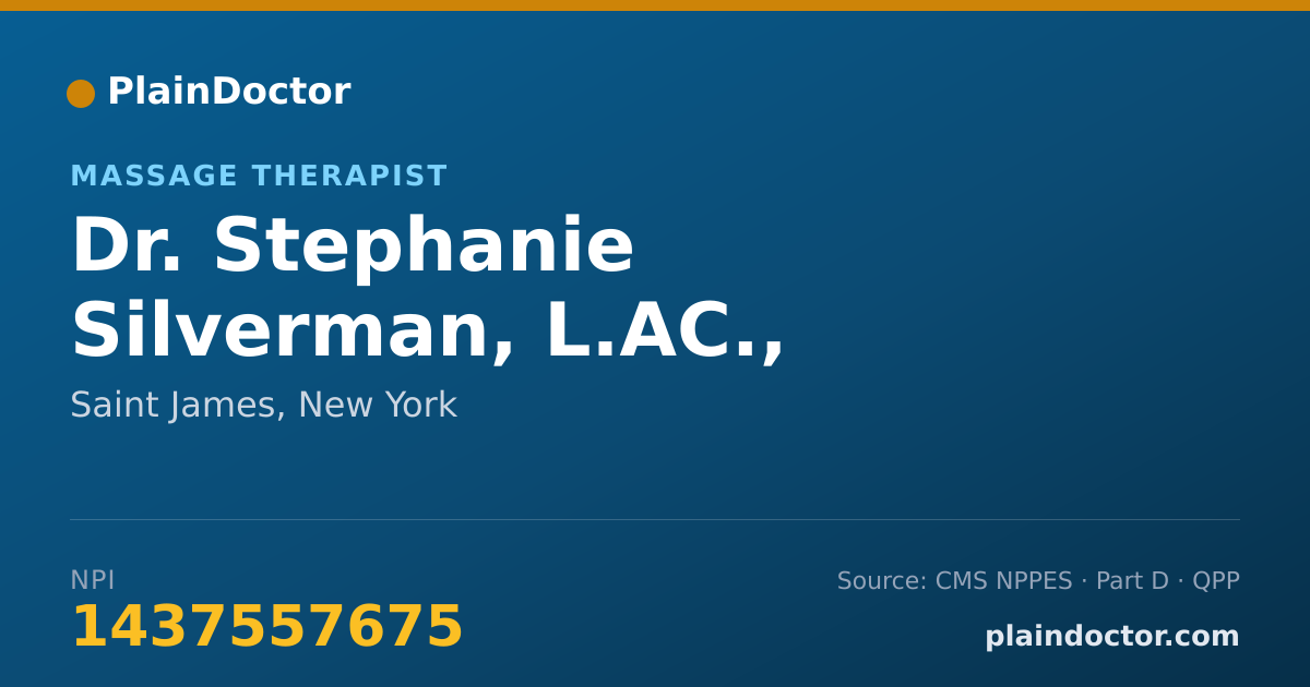 Shareable card for Stephanie Silverman, L.AC., L.M.T - Massage Therapist, Saint James, NY
