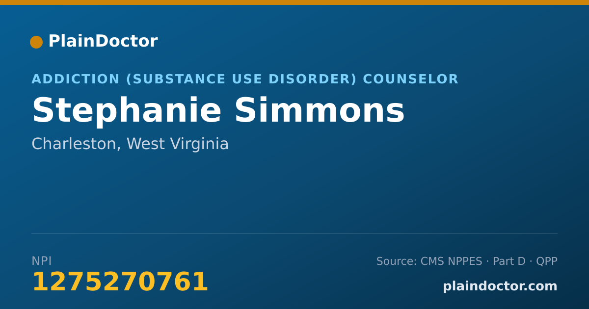 Shareable card for Stephanie Simmons - Addiction (Substance Use Disorder) Counselor, Charleston, WV