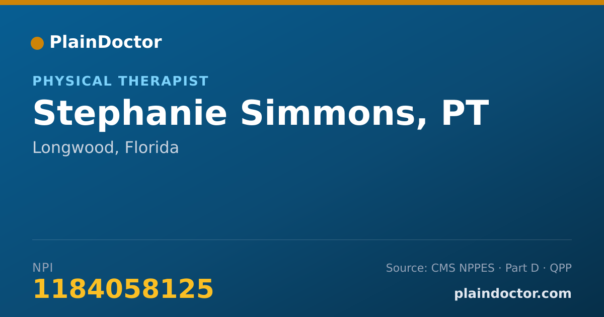 Shareable card for Stephanie Simmons, PT - Physical Therapist, Longwood, FL