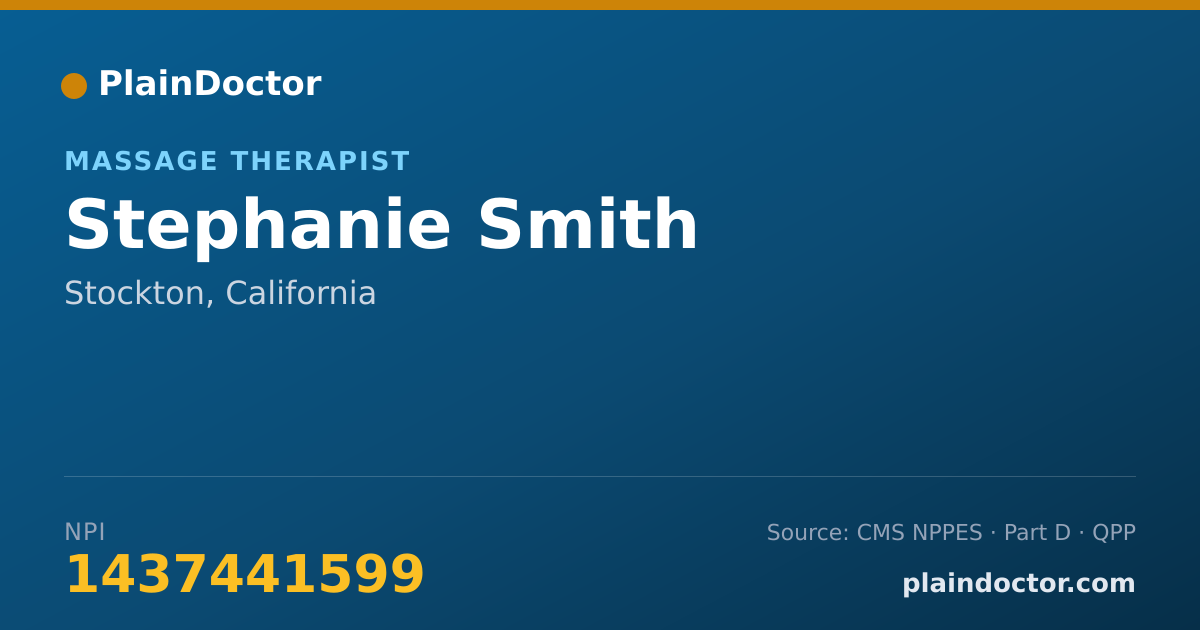 Shareable card for Stephanie Smith - Massage Therapist, Stockton, CA