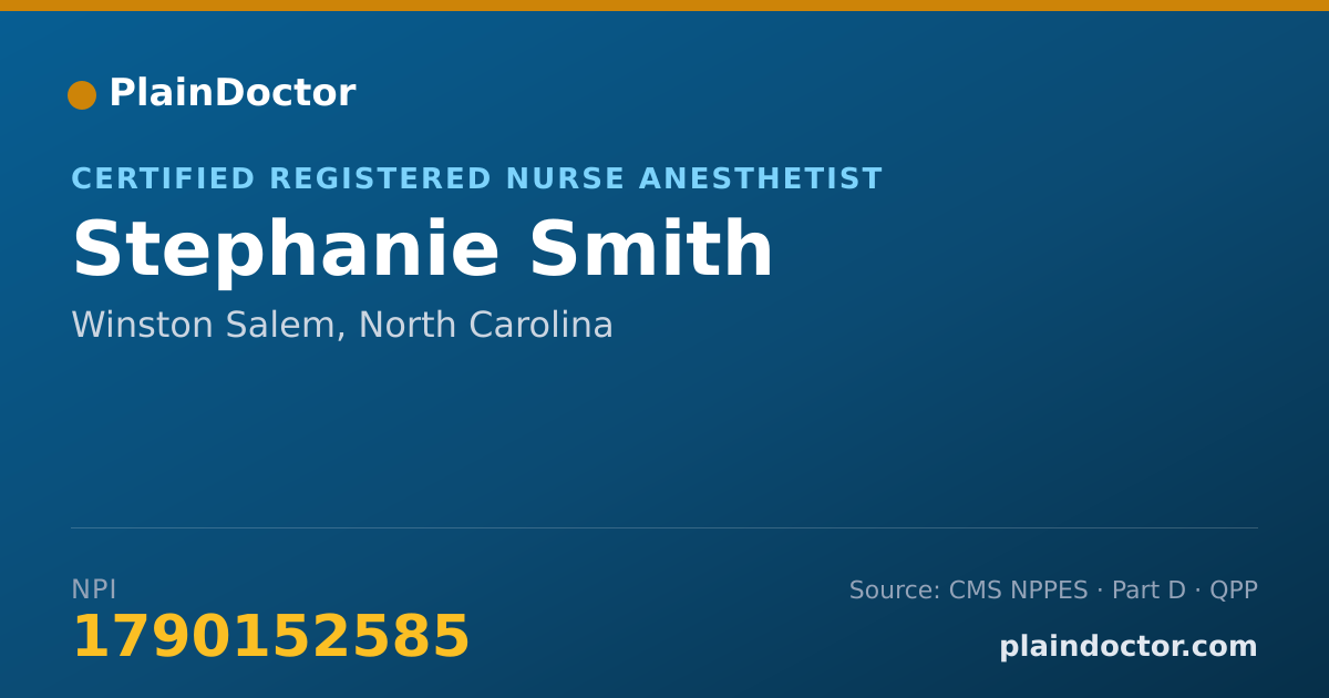 Shareable card for Stephanie Smith - Certified Registered Nurse Anesthetist, Winston Salem, NC