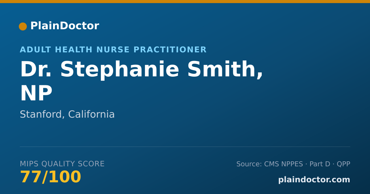 Shareable card for Stephanie Smith, NP - Adult Health Nurse Practitioner, Stanford, CA