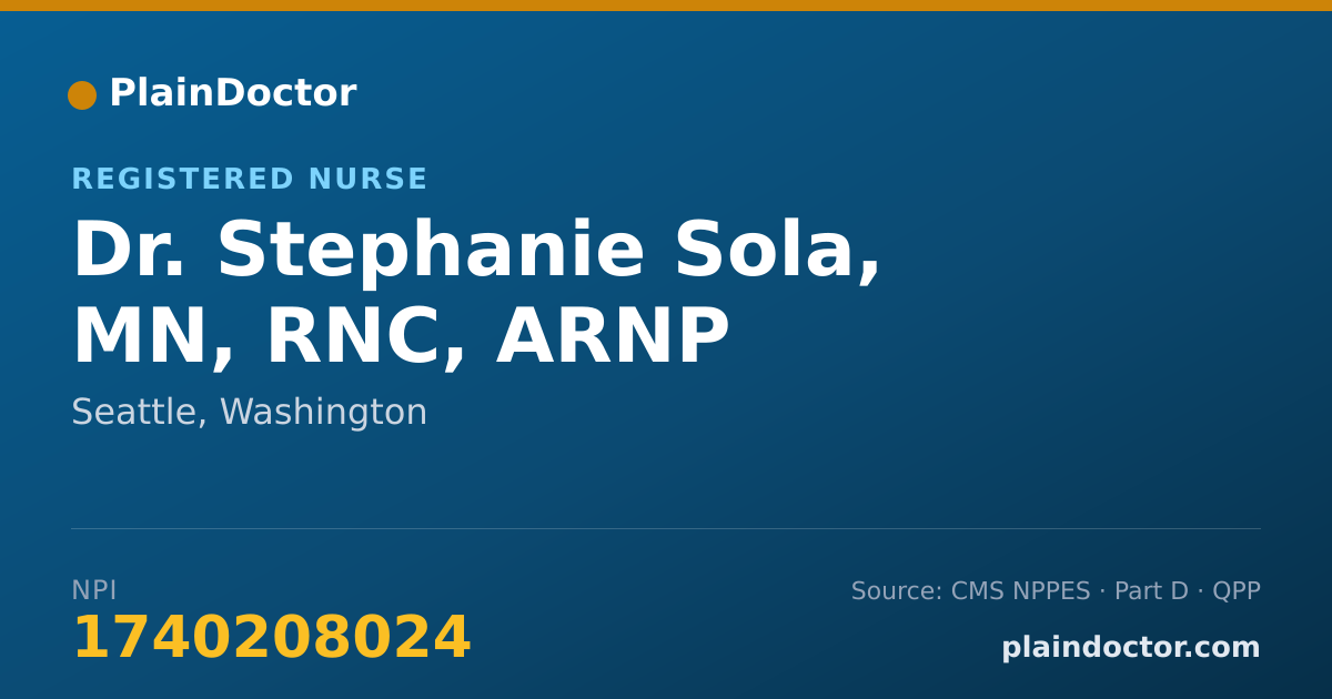 Shareable card for Stephanie Sola, MN, RNC, ARNP - Registered Nurse, Seattle, WA