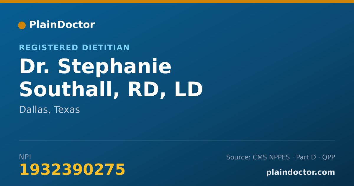 Shareable card for Stephanie Southall, RD, LD - Registered Dietitian, Dallas, TX