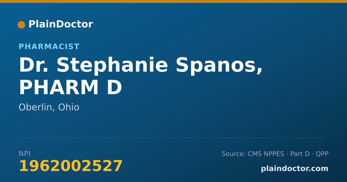 Shareable card for Stephanie Spanos, PHARM D - Pharmacist, Oberlin, OH