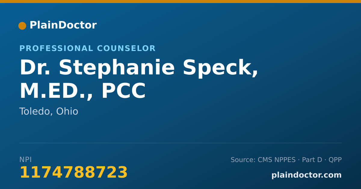 Shareable card for Stephanie Speck, M.ED., PCC - Professional Counselor, Toledo, OH