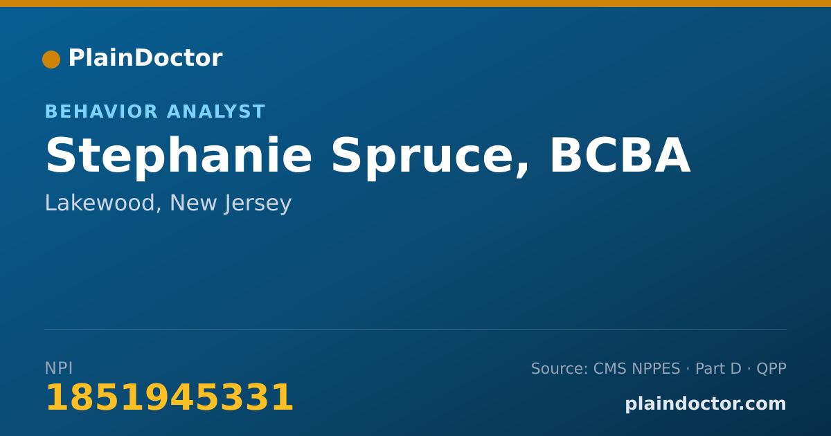 Shareable card for Stephanie Spruce, BCBA - Behavior Analyst, Lakewood, NJ