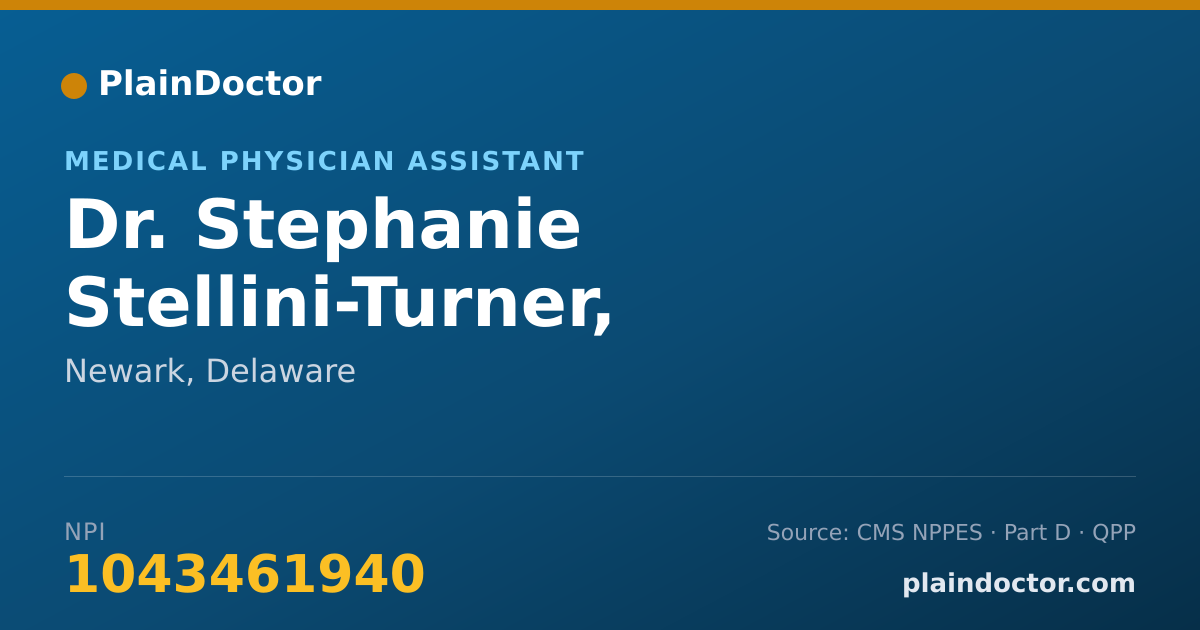 Shareable card for Stephanie Stellini-Turner, PHYSICIAN ASSISTANT - Medical Physician Assistant, Newark, DE