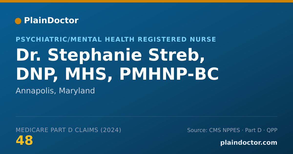 Shareable card for Stephanie Streb, DNP, MHS, PMHNP-BC - Psychiatric/Mental Health Registered Nurse, Annapolis, MD