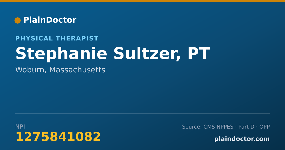 Shareable card for Stephanie Sultzer, PT - Physical Therapist, Woburn, MA