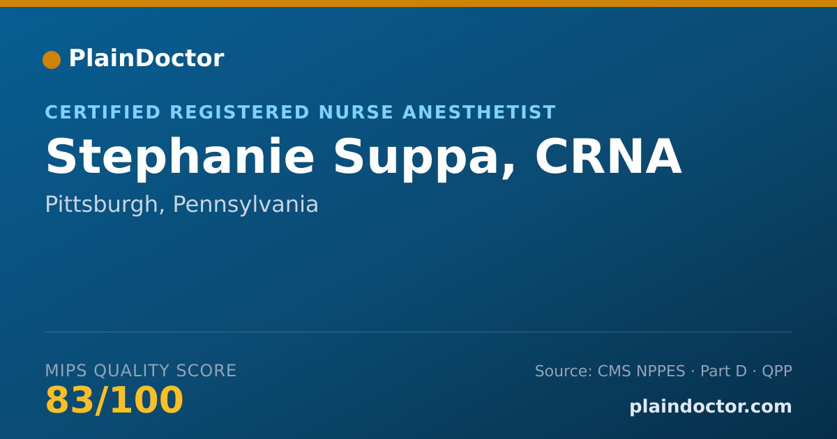 Shareable card for Stephanie Suppa, CRNA - Certified Registered Nurse Anesthetist, Pittsburgh, PA