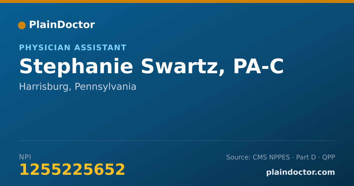 Shareable card for Stephanie Swartz, PA-C - Medical Physician Assistant, Harrisburg, PA