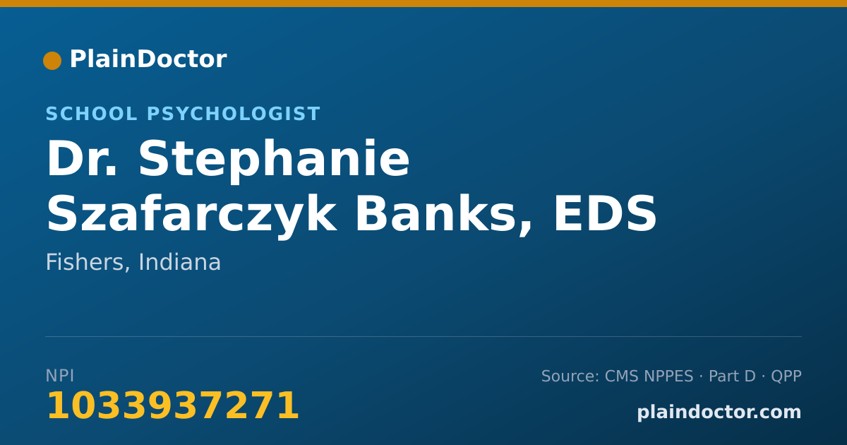 Shareable card for Stephanie Szafarczyk Banks, EDS - School Psychologist, Fishers, IN