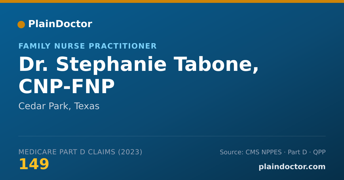 Shareable card for Stephanie Tabone, CNP-FNP - Family Nurse Practitioner, Cedar Park, TX
