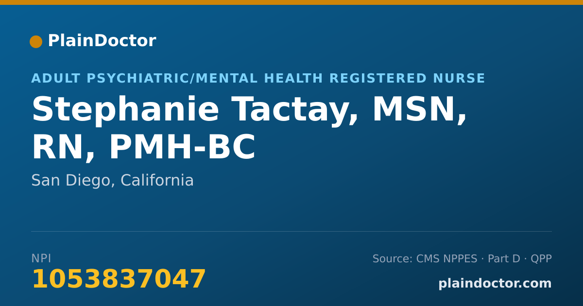 Shareable card for Stephanie Tactay, MSN, RN, PMH-BC - Registered Nurse, San Diego, CA