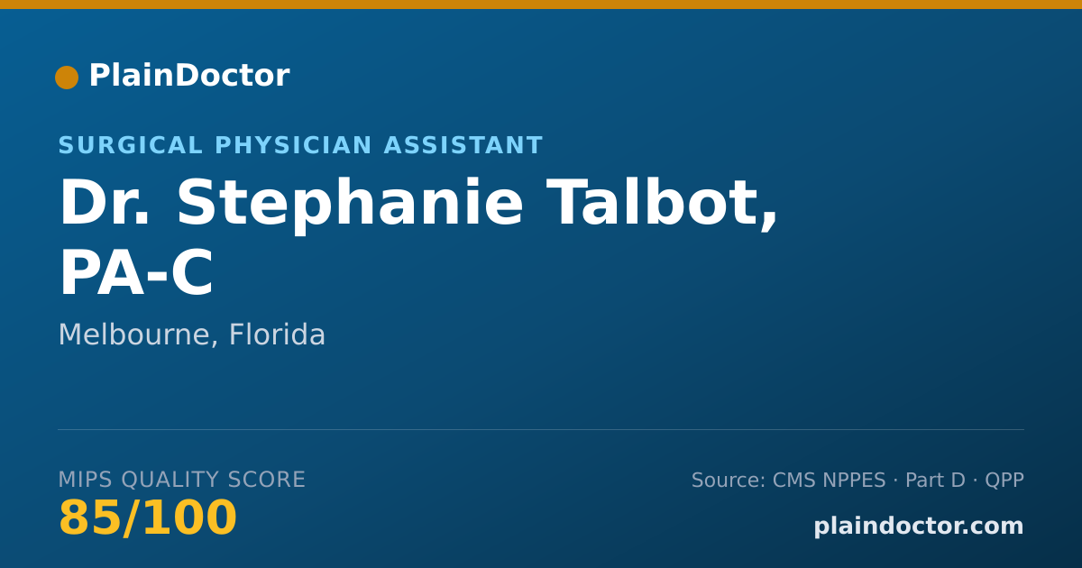Shareable card for Stephanie Talbot, PA-C - Surgical Physician Assistant, Melbourne, FL